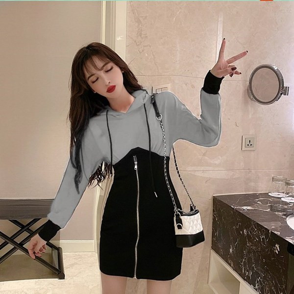 Női rövid alkalmi ruha kapucnival, három színben