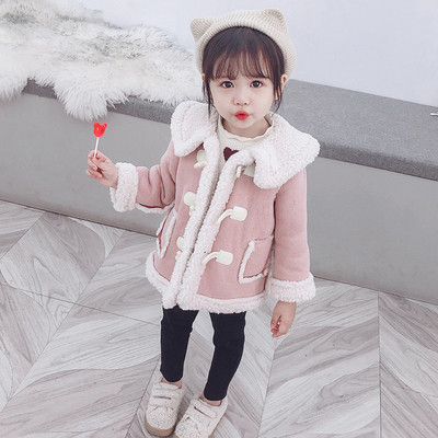 Palton modern pentru copii in verde si roz pentru fete