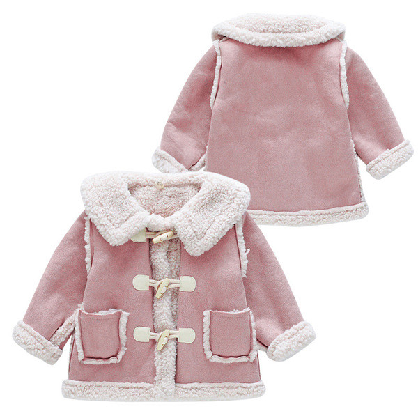 Palton modern pentru copii in verde si roz pentru fete