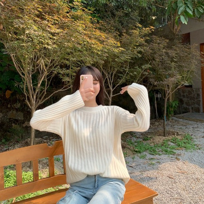 Pulover de dama cu decolteu oval in mai multe culori - model uni