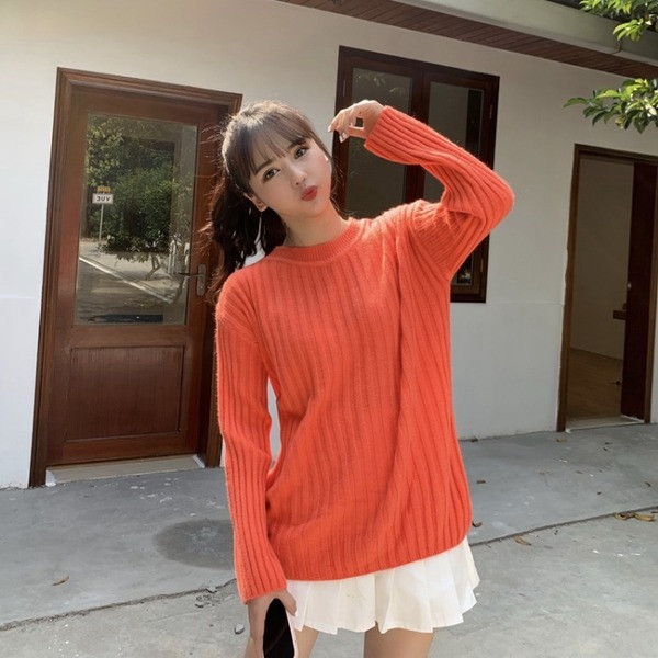 Pulover de dama cu decolteu oval in mai multe culori - model uni