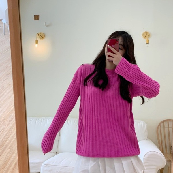 Pulover de dama cu decolteu oval in mai multe culori - model uni