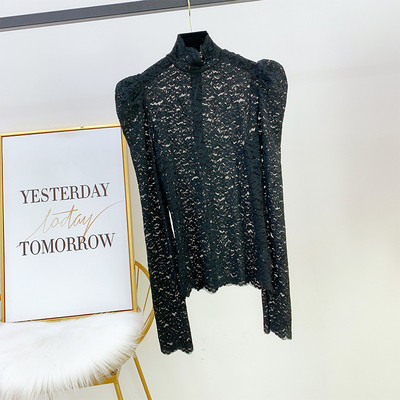 Bluză de damă modernă din dantelă cu fermoar pe spate în trei culori