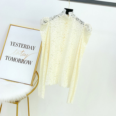 Bluză de damă modernă din dantelă cu fermoar pe spate în trei culori