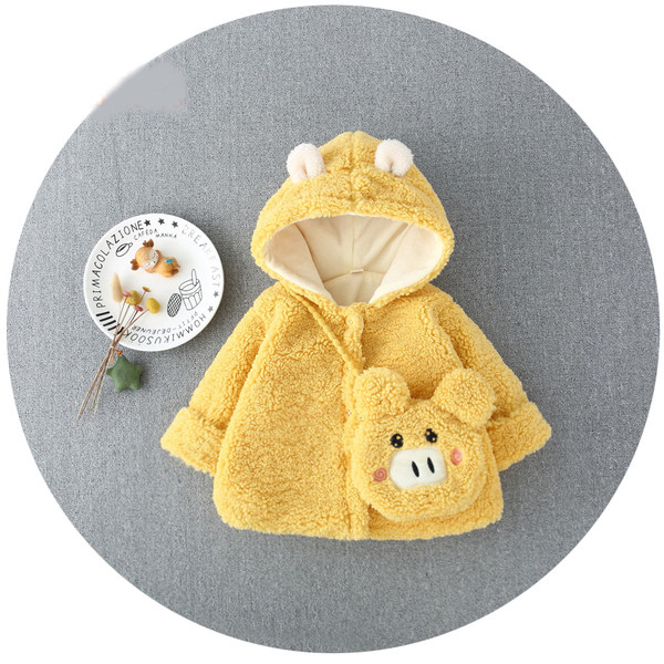 Hanorac modern pentru copii pentru fete cu element 3D in roz, galben si verde