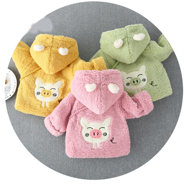 Hanorac modern pentru copii pentru fete cu element 3D in roz, galben si verde