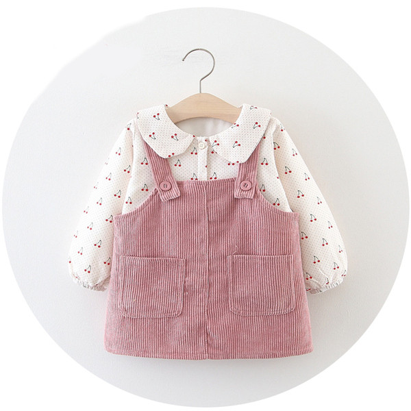 Set copii modern pentru fete in doua parti rochie + camasa