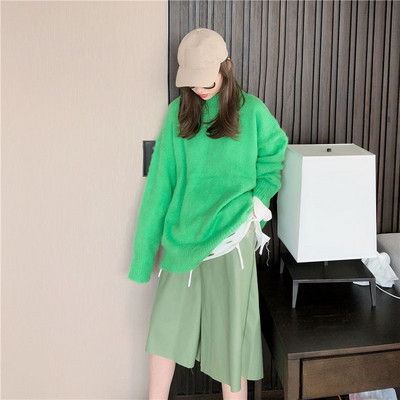 Pulover de dama lat cu guler inalt in trei culori - model curat