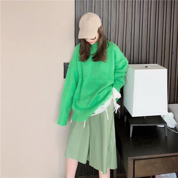 Pulover de dama lat cu guler inalt in trei culori - model curat