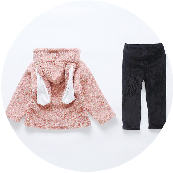 Set actual pentru copii pentru fete bluză cu element 3D + jambiere - roz și maro