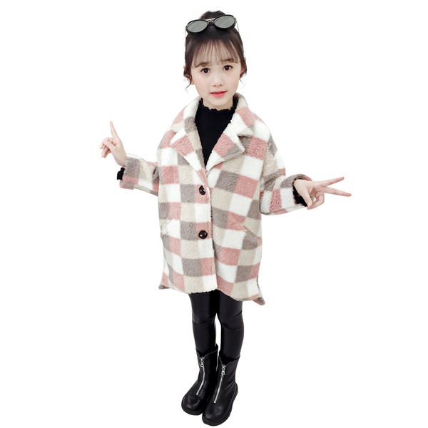 Palton de iarna pentru copii modern pentru fete in trei culori cu nasturi