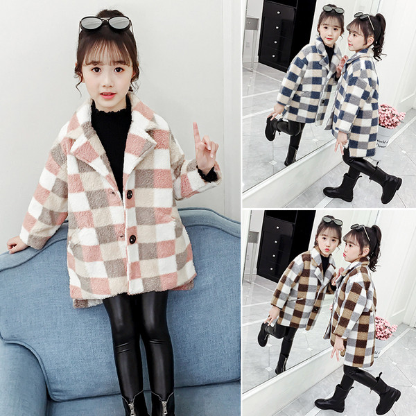 Palton de iarna pentru copii modern pentru fete in trei culori cu nasturi