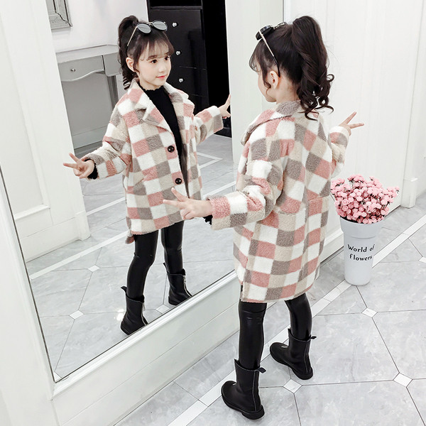 Palton de iarna pentru copii modern pentru fete in trei culori cu nasturi