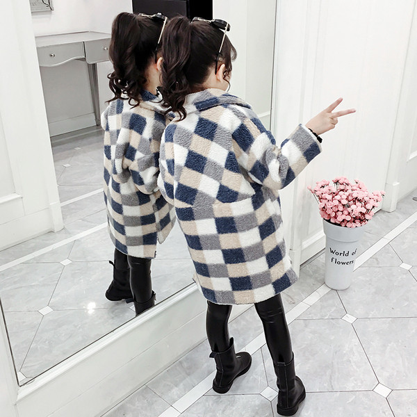 Palton de iarna pentru copii modern pentru fete in trei culori cu nasturi