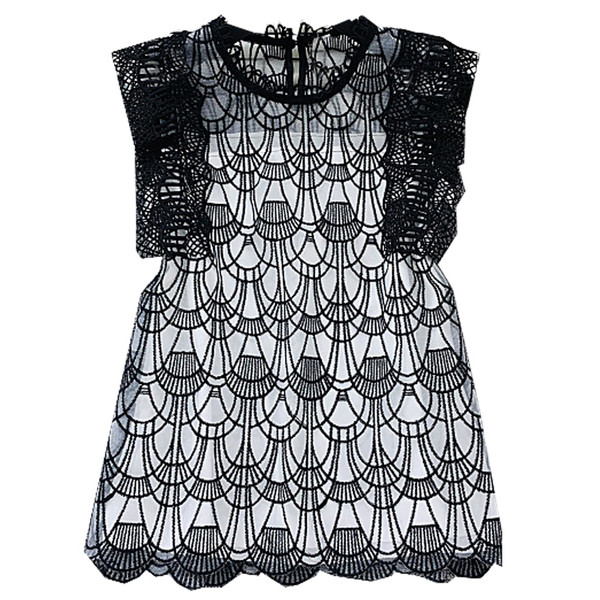 Bluza de dama cu dantela in alb si negru