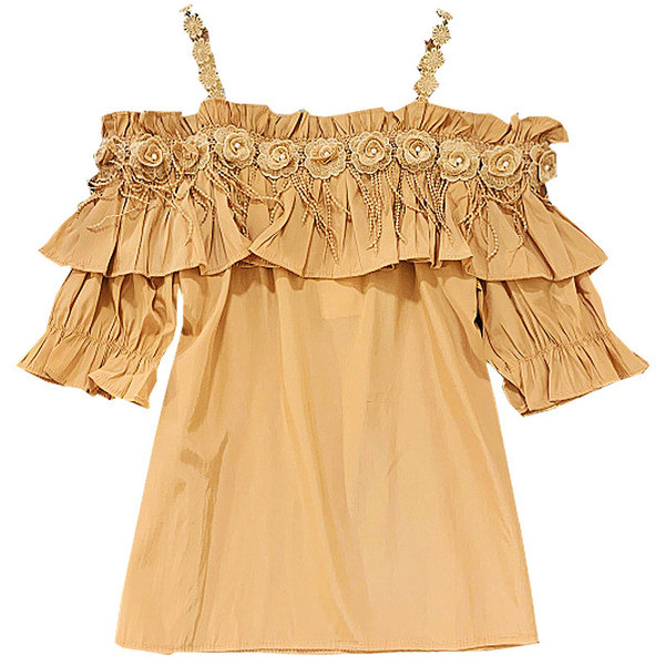 Bluză de damă cu element 3D în negru, alb și galben