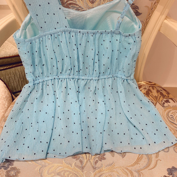 Maieu modern de damă cu bretele în bej și albastru