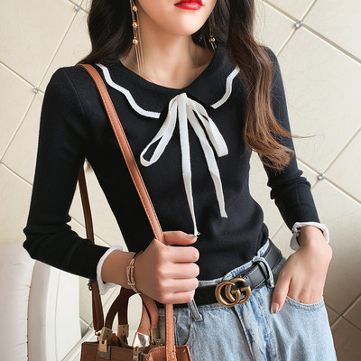 Bluza de dama cu guler si cravate in trei culori