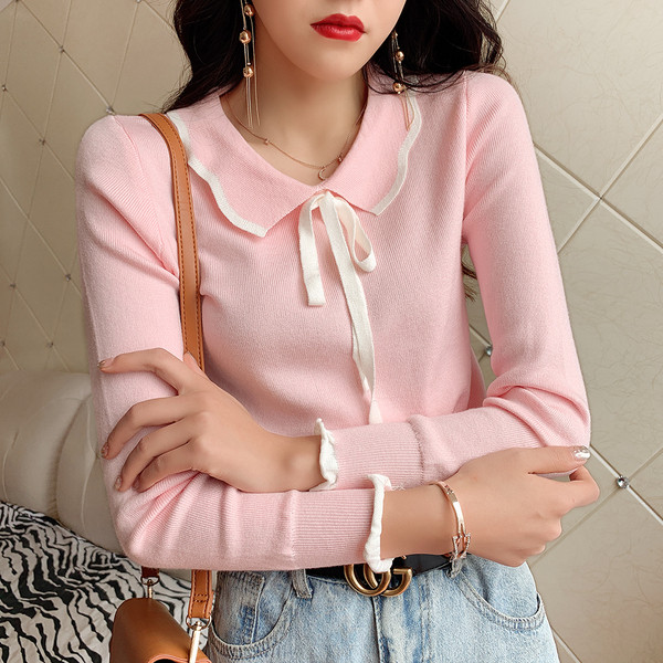 Bluza de dama cu guler si cravate in trei culori