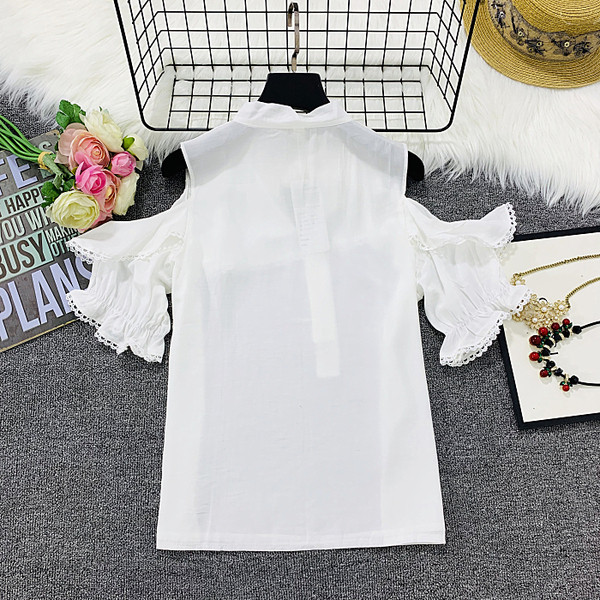 Bluza de dama cu panglica la guler si umerii goi