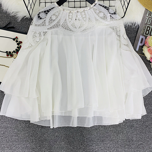 Bluza de dama cu paiete model lat in alb si negru