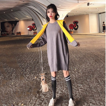 Rochie de dama tricotata lata in gri