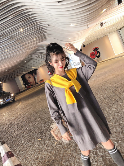 Rochie de dama tricotata lata in gri