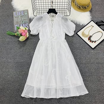 Rövid ujjú női ruha fehér színben