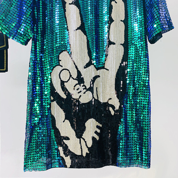 Tricou dama - model lung si larg cu paiete