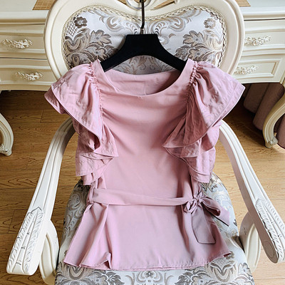 Bluza de damă elegantă cu decolteu rotund este de mai multe culori