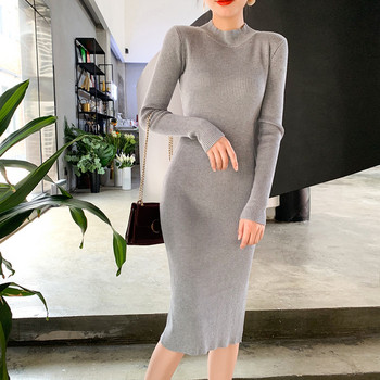 Rochie casual de dama cu guler semi-inalt in mai multe culori