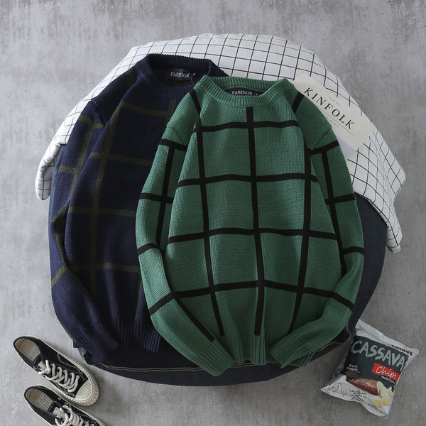 Pulover casual barbatesc in negru si verde - model larg