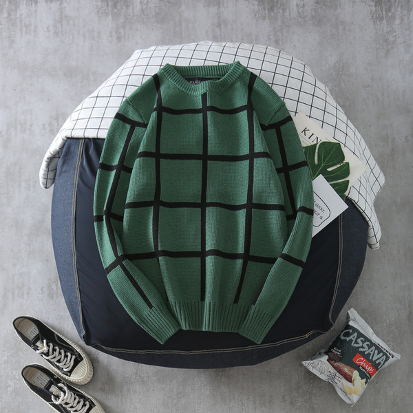 Pulover casual barbatesc in negru si verde - model larg