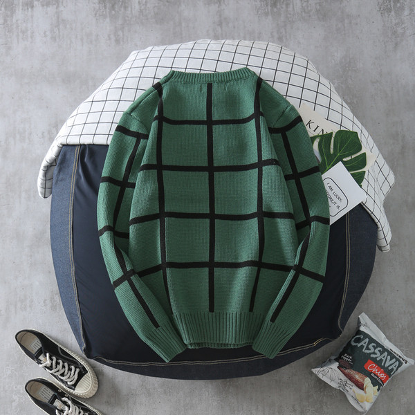 Pulover casual barbatesc in negru si verde - model larg