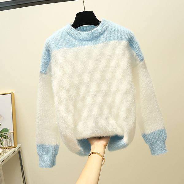 Pulover de damă modern cu mâneci lungi și decolteu oval în cinci culori