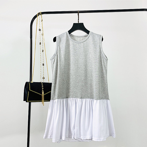 Maieu modern de damă, cu decolteu rotund, de culoare gri și negru