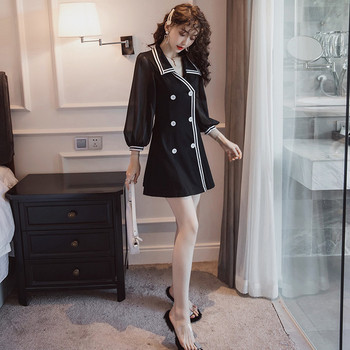 Rochie moderna de dama cu nasturi in negru