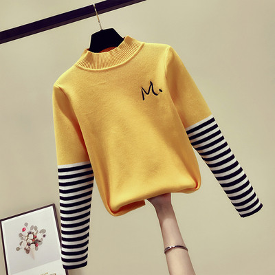 Pulover de dama cu guler inalt si maneci lungi in trei culori si broderie