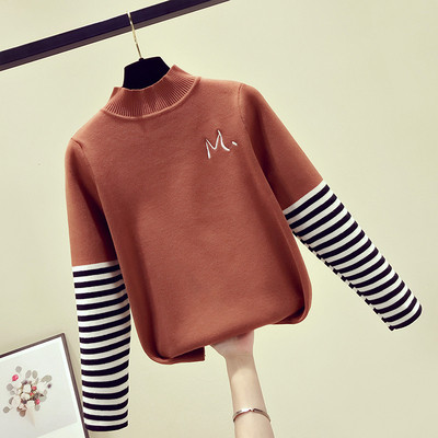 Pulover de dama cu guler inalt si maneci lungi in trei culori si broderie