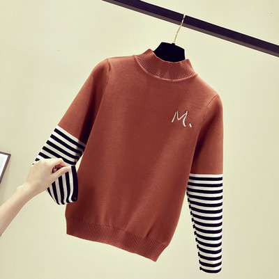 Pulover de dama cu guler inalt si maneci lungi in trei culori si broderie