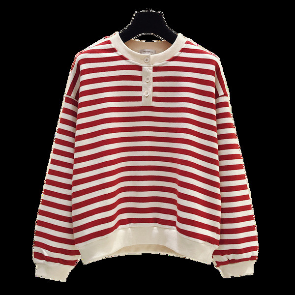 Pulover de dama modern in dungi cu nasturi si maneci lungi in trei culori