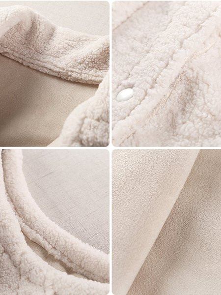 Vesta de iarna dama model lat cu guler spitz in alb si maro