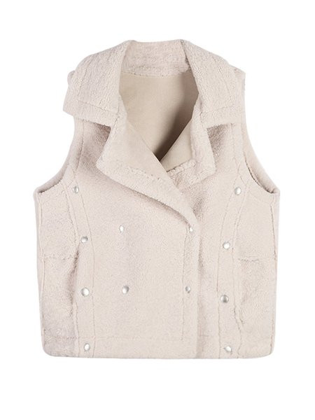 Vesta de iarna dama model lat cu guler spitz in alb si maro