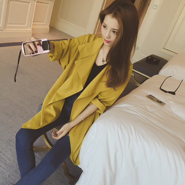 Palton de toamna de dama in albastru, rosu si galben