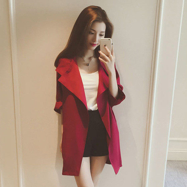 Palton de toamna de dama in albastru, rosu si galben