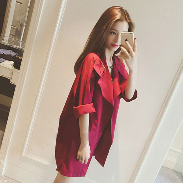 Palton de toamna de dama in albastru, rosu si galben