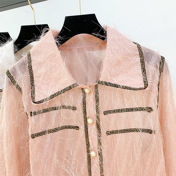 Modern női ing gyöngyökkel és gallérral több színben