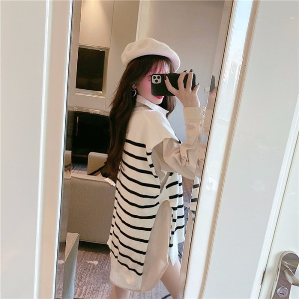 Csíkos mellény és aszimmetrikus ing készlet