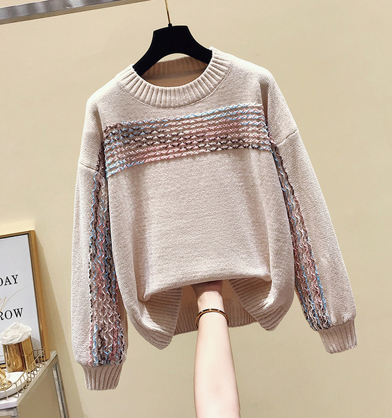 Pulover de dama in patru culori cu maneci lungi si decolteu oval