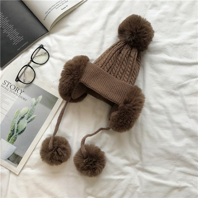 Palarie casual dama de iarna cu puf in mai multe culori